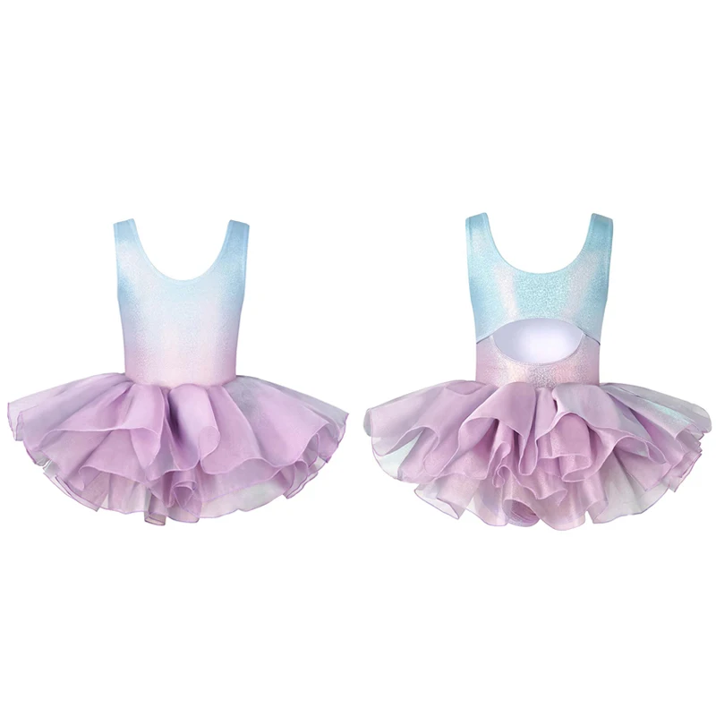 Girls Gymnastics Leotard With Puffy Skirt Dance Wear Bodysuits Leotards sleeveless Kids Girls Jumpsuit