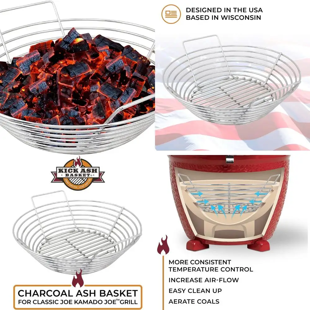 

Stainless Steel Charcoal Ash Basket for Kamado Grills - Classic Kamado Grill Accessory, Designed in Wisconsin