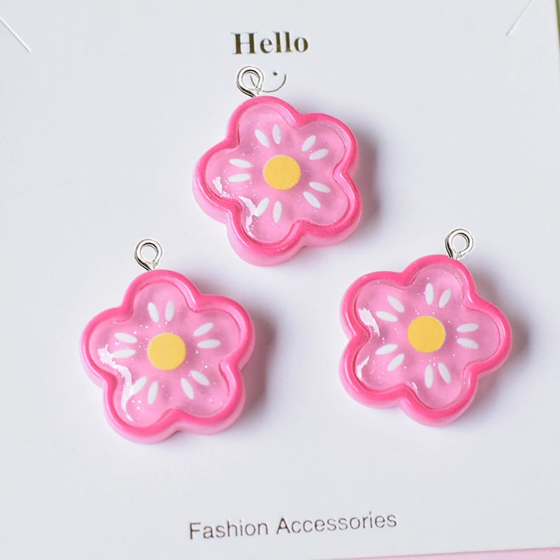 10Pcs Kawaii Annimal Flower Rabbit Resin Charms Girl Earrings Necklace Decoration Pendant DIY Keychain Jewelry Making Accessoris