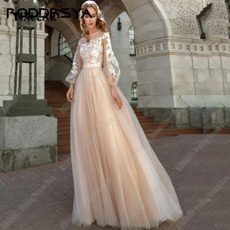 RODDRSYA-vestidos de novia de tul con escote Corazón, elegantes vestidos de novia bohemios con manga abombada, Apliques de encaje románticos, parte de novia, 2023 vestidos de novia de tul con escote Corazón, elegantes