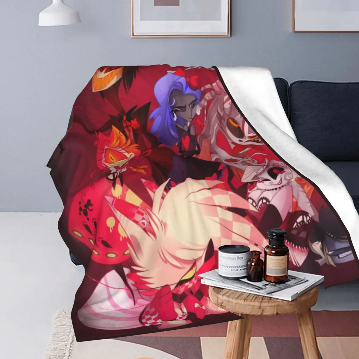 Original Hazbin Hotels Cast Blankets Alastor Demon Plush Funny Warm Throw Blanket for Bedspread Winter