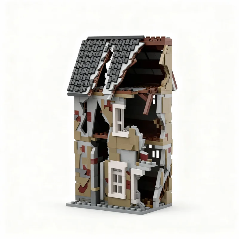 5629 Piezas MOC Casa en Ruinas, Modelo de Carretera, Bloques de Construcción, Juguetes de Arquitectura, Ensamblaje DIY, Regalos de Navidad, Idea Creativa de Ladrillos Educativos