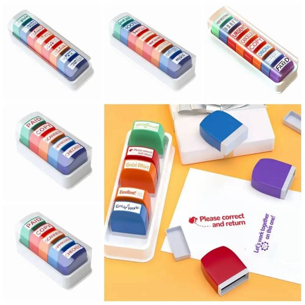 5/8 pièces Tampon de commentaires créatif pour enseignant, tampon d'encouragement éducatif, tampon de commentaires pour enseignant, tampon coloré de motivation à remplissage automatique