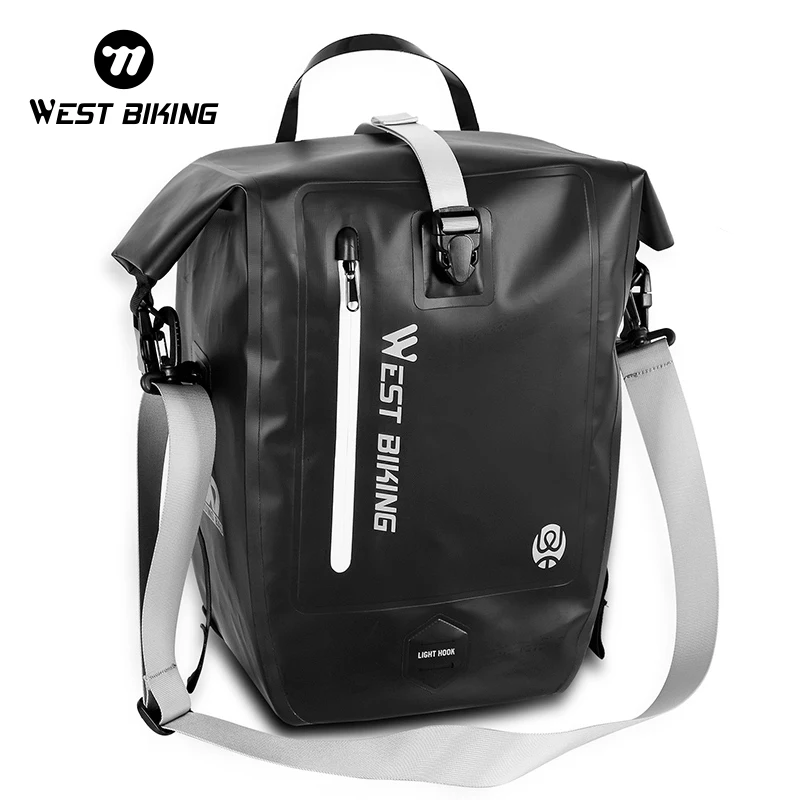 

WEST BIKING Waterproof TPU Bicycle Pannier Bag MTB Expandable Bag Large Capacity Bike Carrier Side Bag Men Shoulder Sling Bag