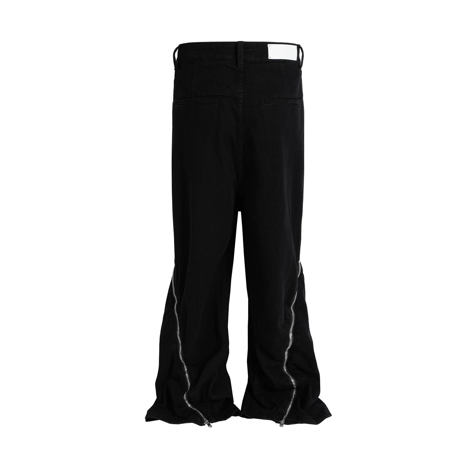 Pantalones vaqueros acampanados negros ajustables con cremallera curva frontal para hombres y mujeres, Pantalones rectos, Pantalones de mezclilla holgados, corte de bota