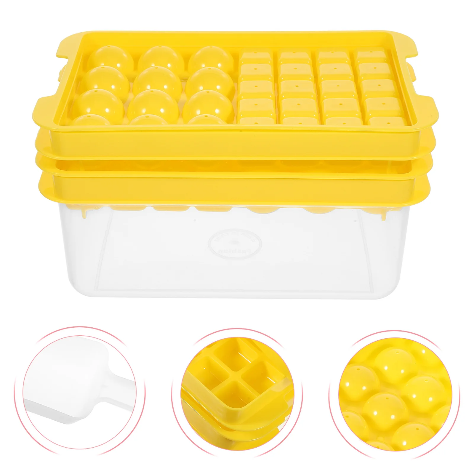 

2 Sets Large Capacity Cube Tray Freezer Easy Release Mold For Coffee Cocktails Balls Making Tool Stackable Plastic Tray Reusable