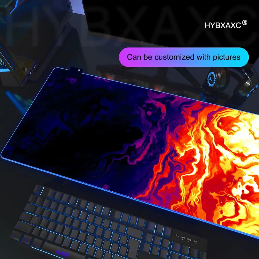 Strata Liquid Art Large RGB Mouse Pad Gaming Mousepad LED Mouse Mat Gamer Table Pads PC Desk Mat RGB Keyboard Mat XXL 90x40cm
