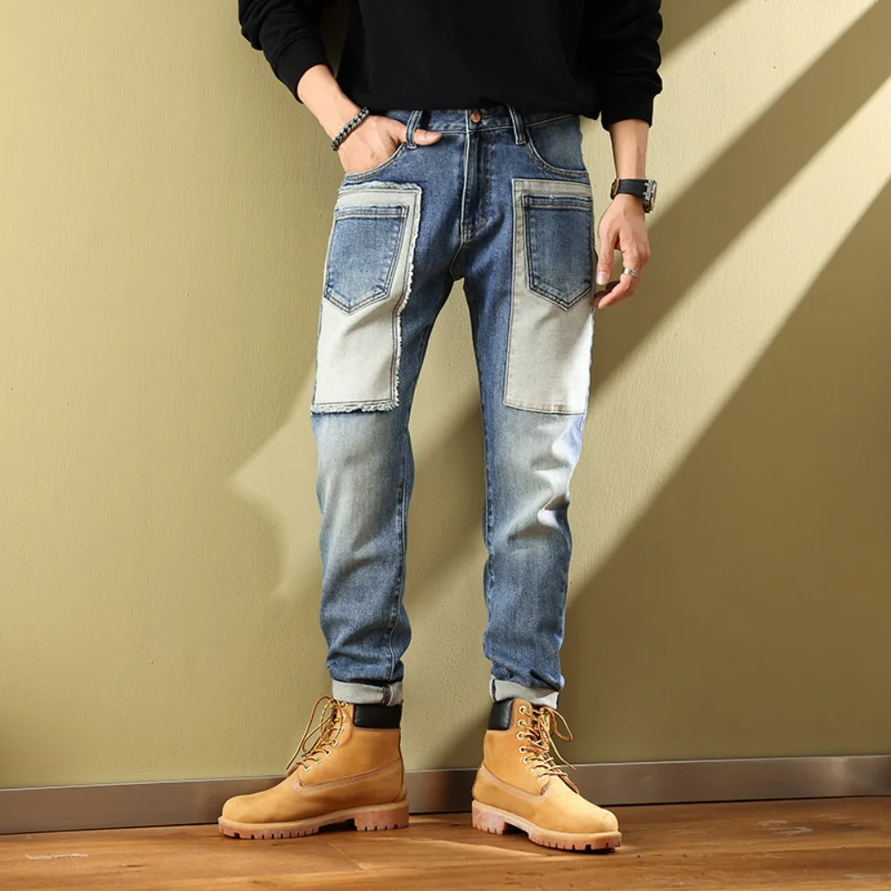 Ripped Jeans Men Slim Straight Frayed Denim Pants Young Male Skinny Bound Feet Jeans Multiple Syles  Baggy Jeans  y2k Clothes