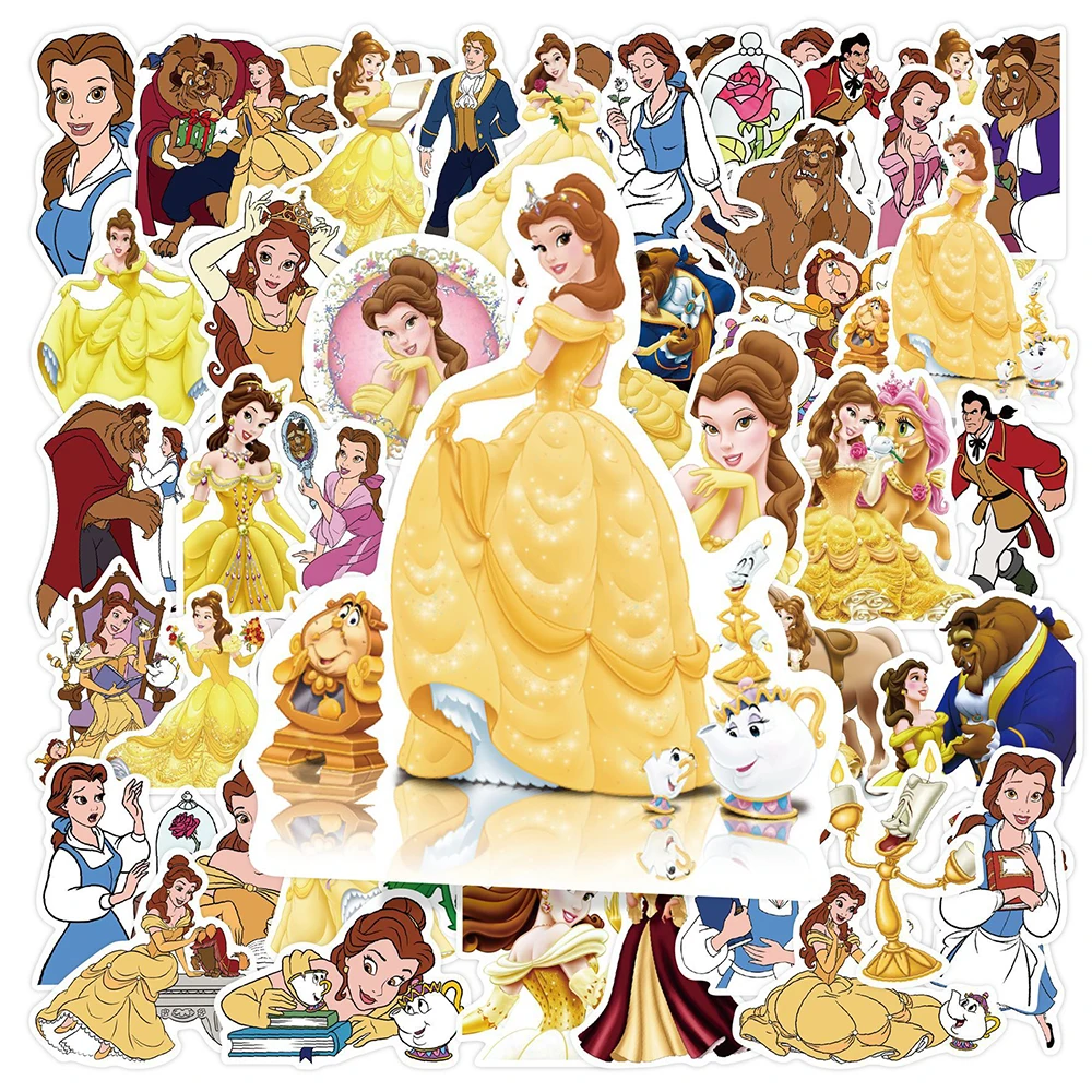 10/30/50PCS Disney Movie Beauty and the Beast Cartoon Sticker DIY Phone Laptop Luggage Skateboard Graffiti Decals Fun for Kid