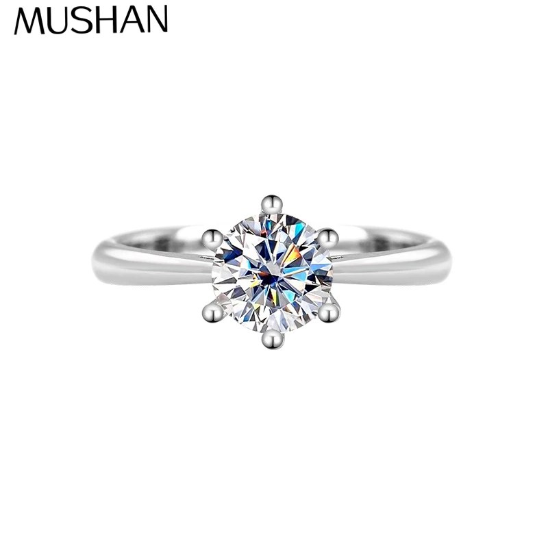 

MuShan Brand Jewelry 925 Sterling Silver Ring VVS Moissanite Brilliant Ring for Women 18K Real Gold Plated MST Patent Fine Rings