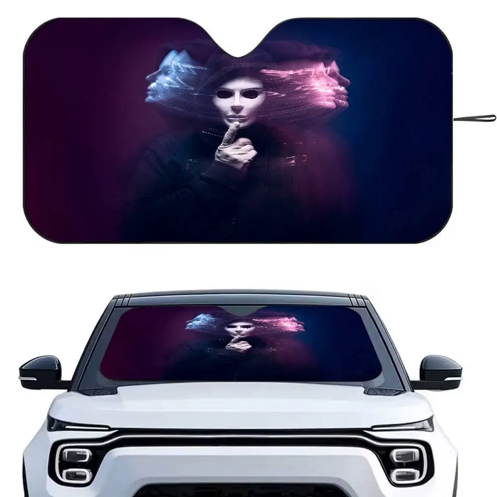 

Light paint Man in Mask Car SunShade Parasol Car Windshield Sun Shade UV Protection and Interior Cooler