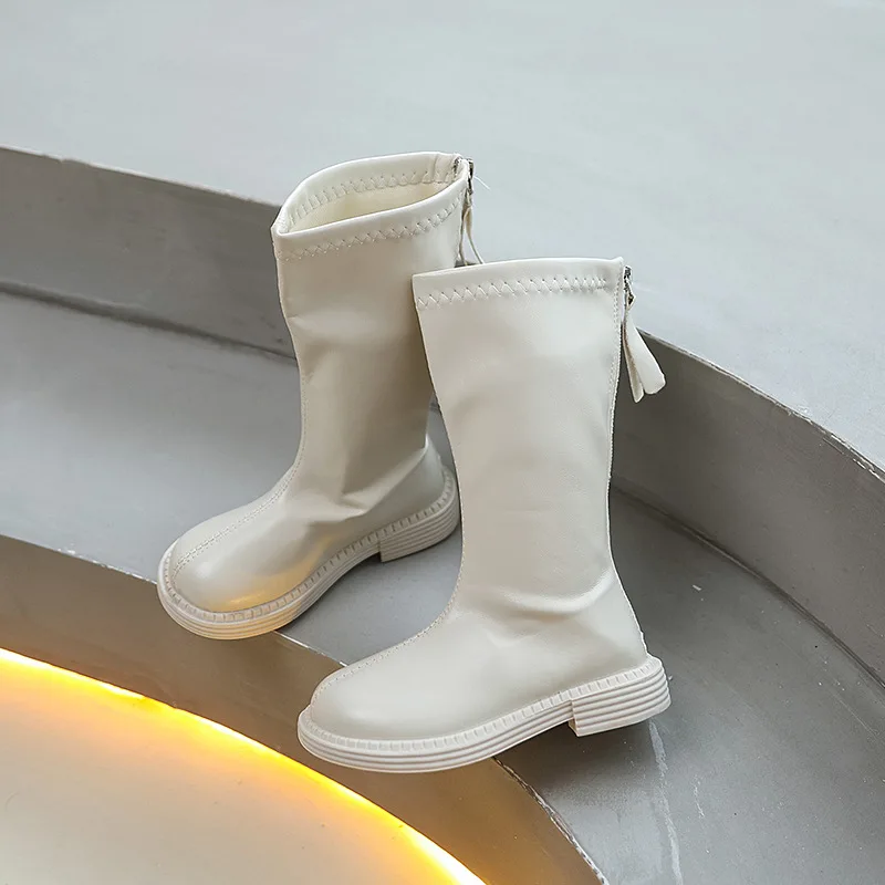 Girls Brown Tall Boots 2026 Fall Winter New Fashion Long Boots for Toddler Girls Casual Pull On Boots Soft Sole Non-Slip Shoes