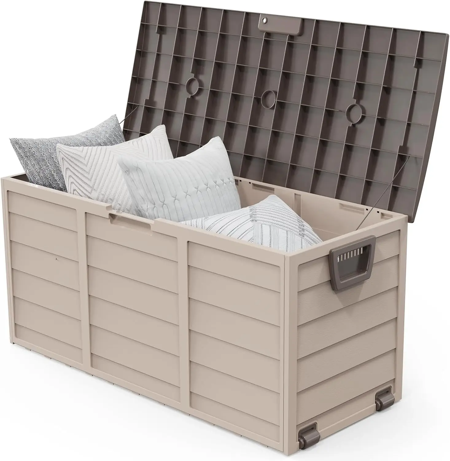 75 Gallon Outdoor Storage Box, Lockable Plastic Storage Containers with Lid,