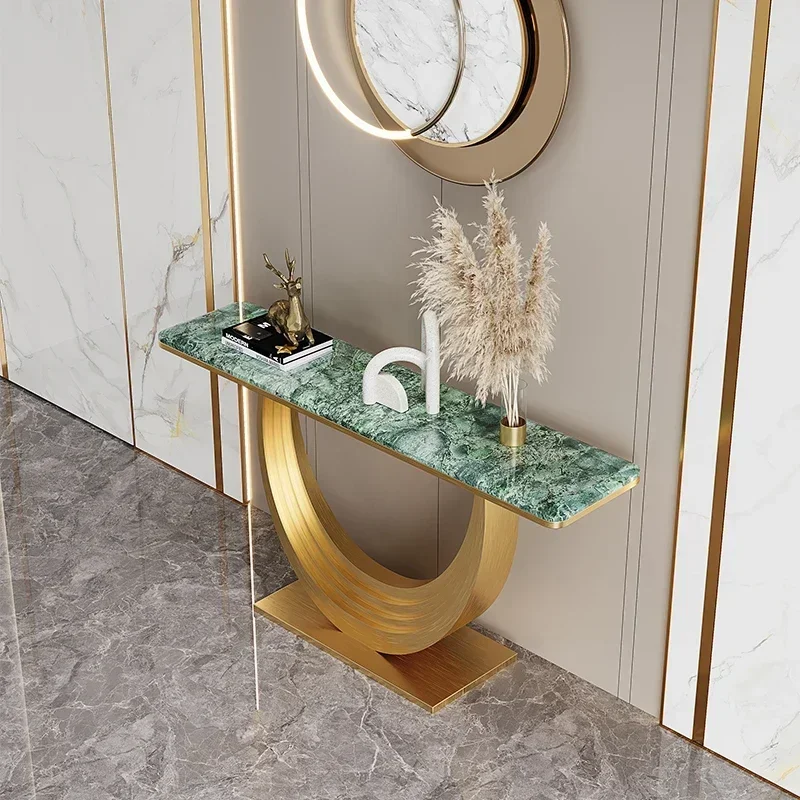A Light luxury moon entrance table entry rock slab marble luxury stone entrance platform