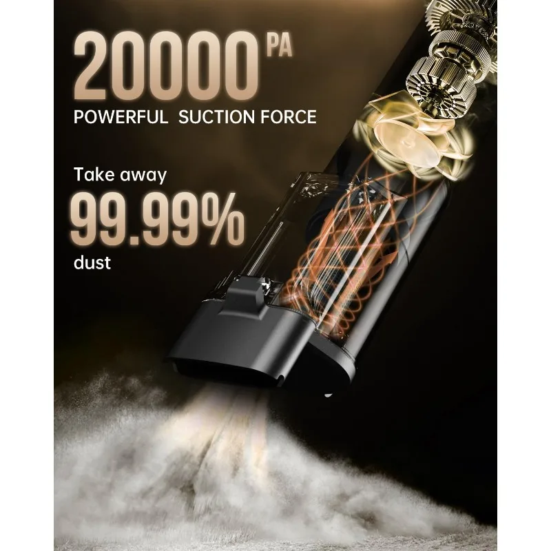 مكنسة كهربائية محمولة للسيارة بقوة 20000 باسكال، مكنسة سيارة محمولة 5 في 1 لاسلكية مع خرطوم مرن