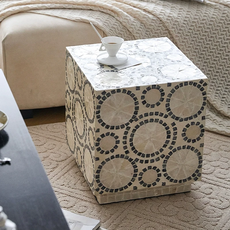 Nordic Furniture,Luxury Shell Tea Table,Living Room Sofa Side Table,Art Storage Desk,Modern Home Coffee Table,Bedroom Nightstand
