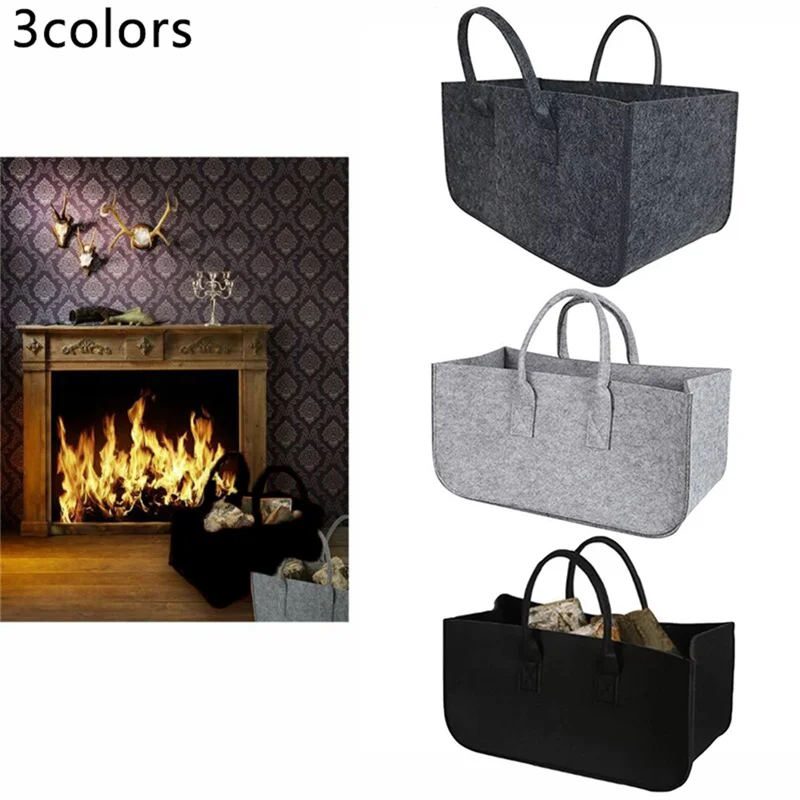 Accessory Decoration Stylish Storage Bag Newspaper Picnic Clothes Felt Firewood Shopping Travel Basket Light Grey