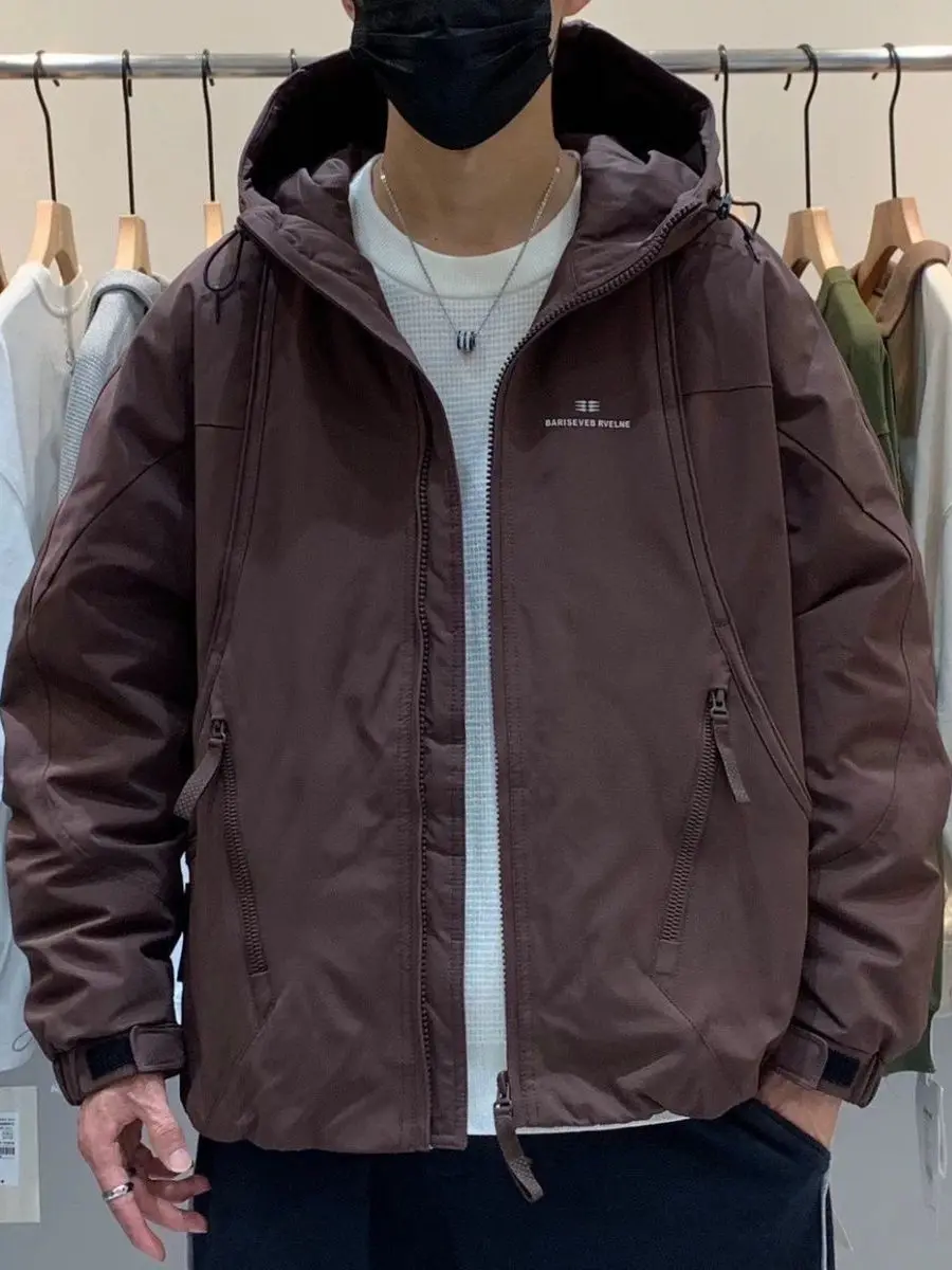 

Men's Winter Puffer Jaet 2025 Winter Korean Sle Hooded Durable Polyester Fiber Warmth Retro Workwear Loose Fit Outerwear