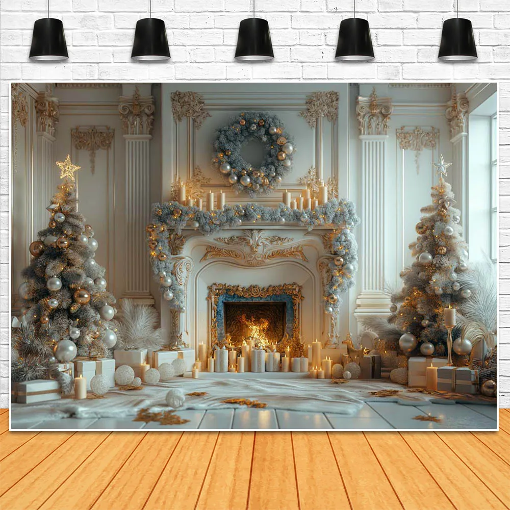 Mocsicka-خلفية تصوير حائط عتيق لعيد الميلاد ، مدفأة بيضاء ، إكليل شجرة الكريسماس ، خلفية صورة عائلية ، مستلزمات تصوير الصور الضوئية