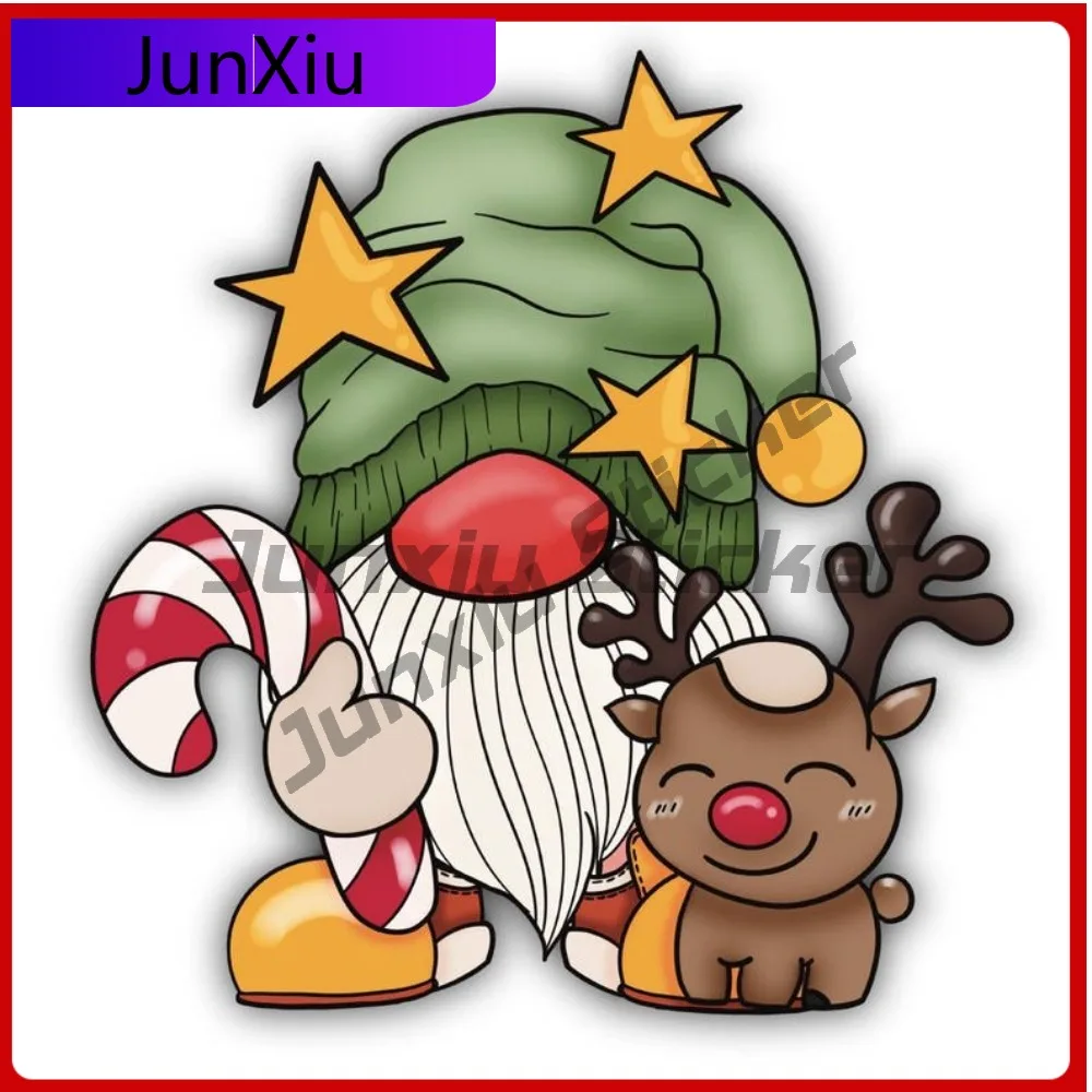 

Рождественский гном в форме конфеты, виниловая наклейка в форме оленя, устойчивая к царапинам, наружные праздники, снежная радость, автомобиль, грузовик, ноутбук, вода