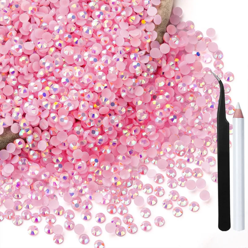 5000/10000PCS Lt Pink AB Flatback Resin Jelly Rhinestones 2-6mm Drill Faux Gems Bead for Crafts DIY Nail Art Charms Supplies