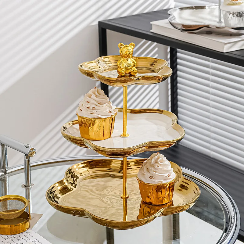 Light Luxury Multi-layer Fruit Tray Living Room Home Tea Table Sugar Fruit Tray Cake Tray Dried Fruit Snack Rack Dessert Table
