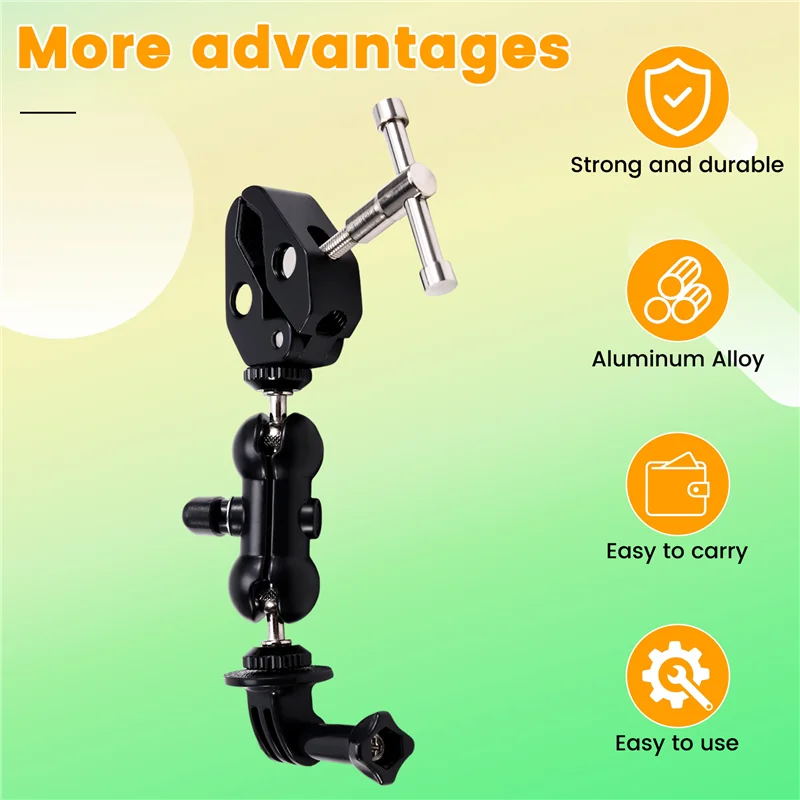

AM-Motorcycle Bicycle Mount Clamp Universal Bracket DSLR Camera Magic Arm For Action Cameras