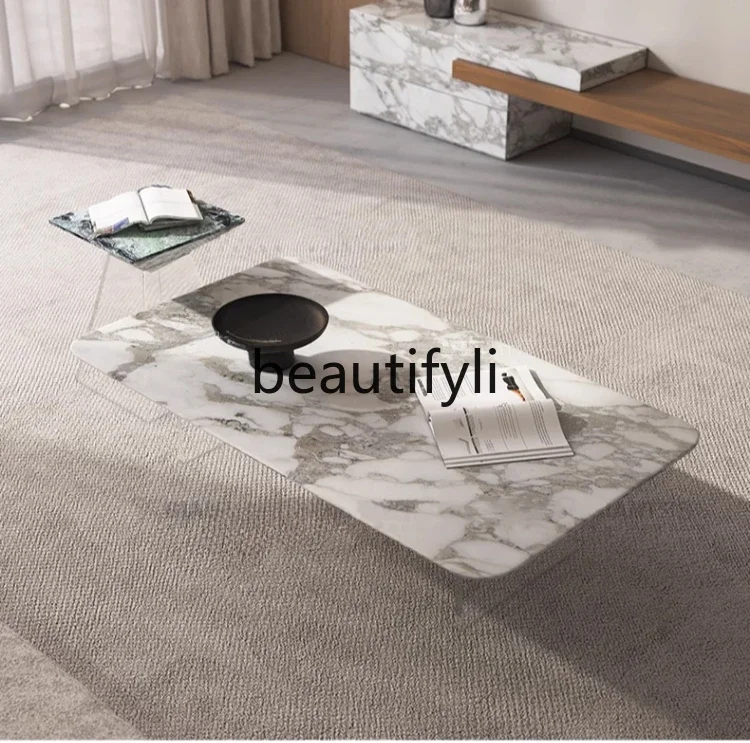 طاولة قهوة معلقة حديثة وبسيطة من الأكريليك، شقة صغيرة من الرخام الراقية، طاولة قهوة بولغاري G1218