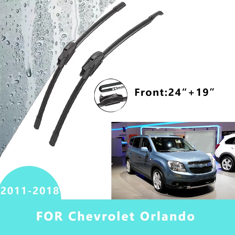 

Car Front Windscreen Wiper Blades Brushes Windshield Window Cutter Accessories 2PCS for Chevrolet Orlando 2011-2018 24“ + 19”