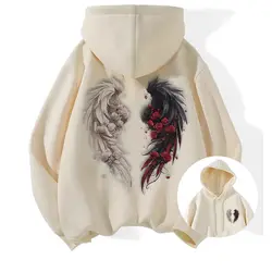 2024 Spring and Autumn Men's New Splicing Pullovers Hooked Printed Letters Fashion Loose Minimalist Casual Long Sleeve Hoodies