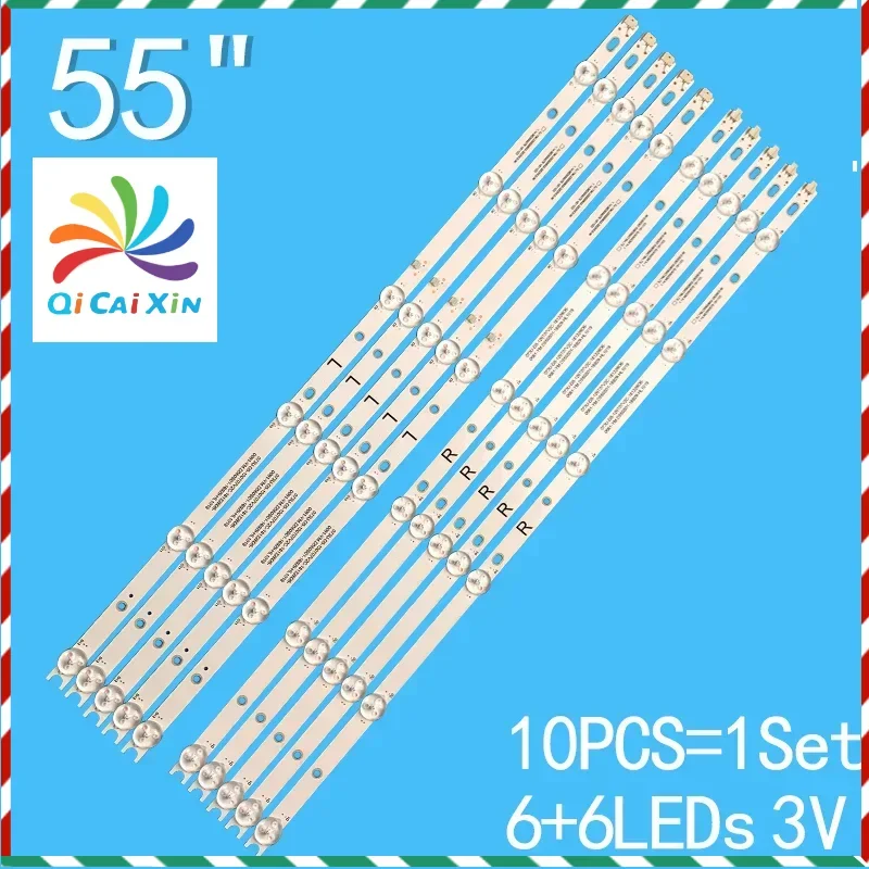 541mm + 542mm 10pcs led tv hintergrund beleuchtung streifen für 55 zoll 6 + 6 lampen SJ.YM.D5500602-2835ES-M 3v