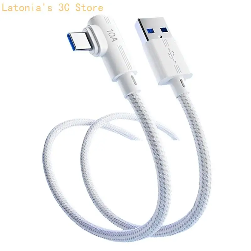 Premium Right Angled USB C Charging Cable with Gold Plated Connectors and Braided Cover Perfect for Office and Home Use X3UB