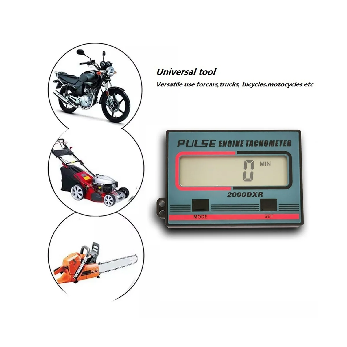 Multi-Function Tachometer Hand- Induction Chain Saw Lawn Mower Gasoline Engine Timed in Minutes Tachometer