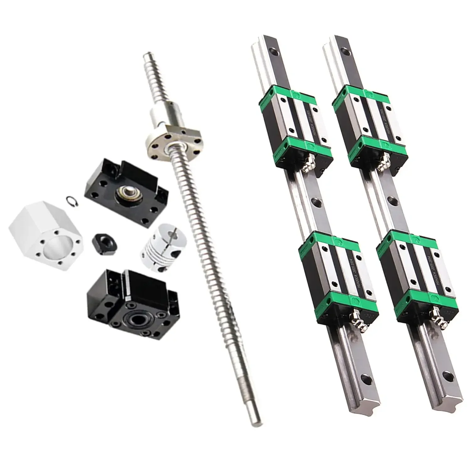 

2Pcs HGR20-1000mm Linear Rail + 1PCS RM1605-1050mm Ballscrew with BF12/BK12 Kit, DSG16H Nut Housing, Coupling