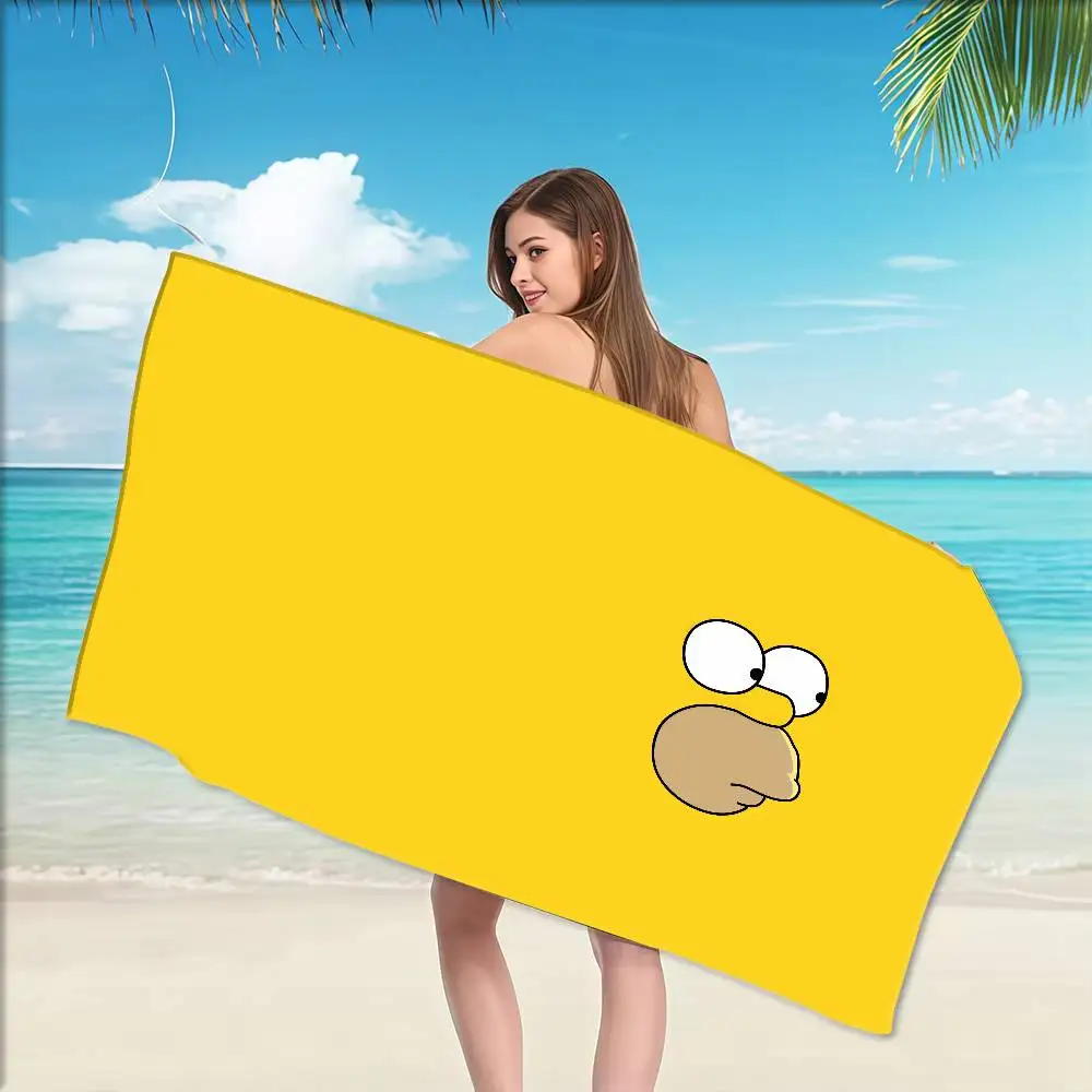 

S-Simpsons Cartoon Beach Towel Colorful Bath Towels For Girl Microfiber Quick Dry Custom Sand Free Beach Yoga Spa Gym Pool