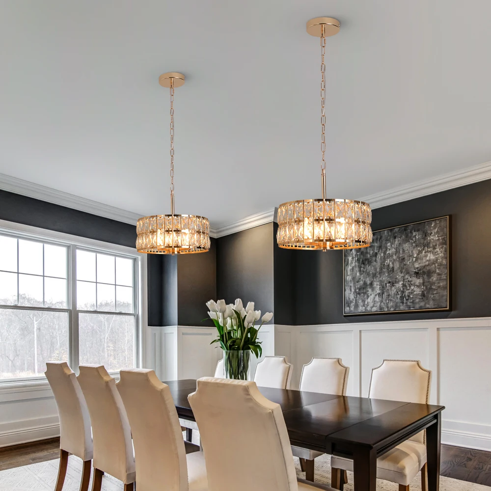 Modern K9 Crystal LED Pendant Light Nordic Chandelier Bedroom Hanging Lamp Retro Luxury Kitchen Dining Table Plafon Ceiling Deco