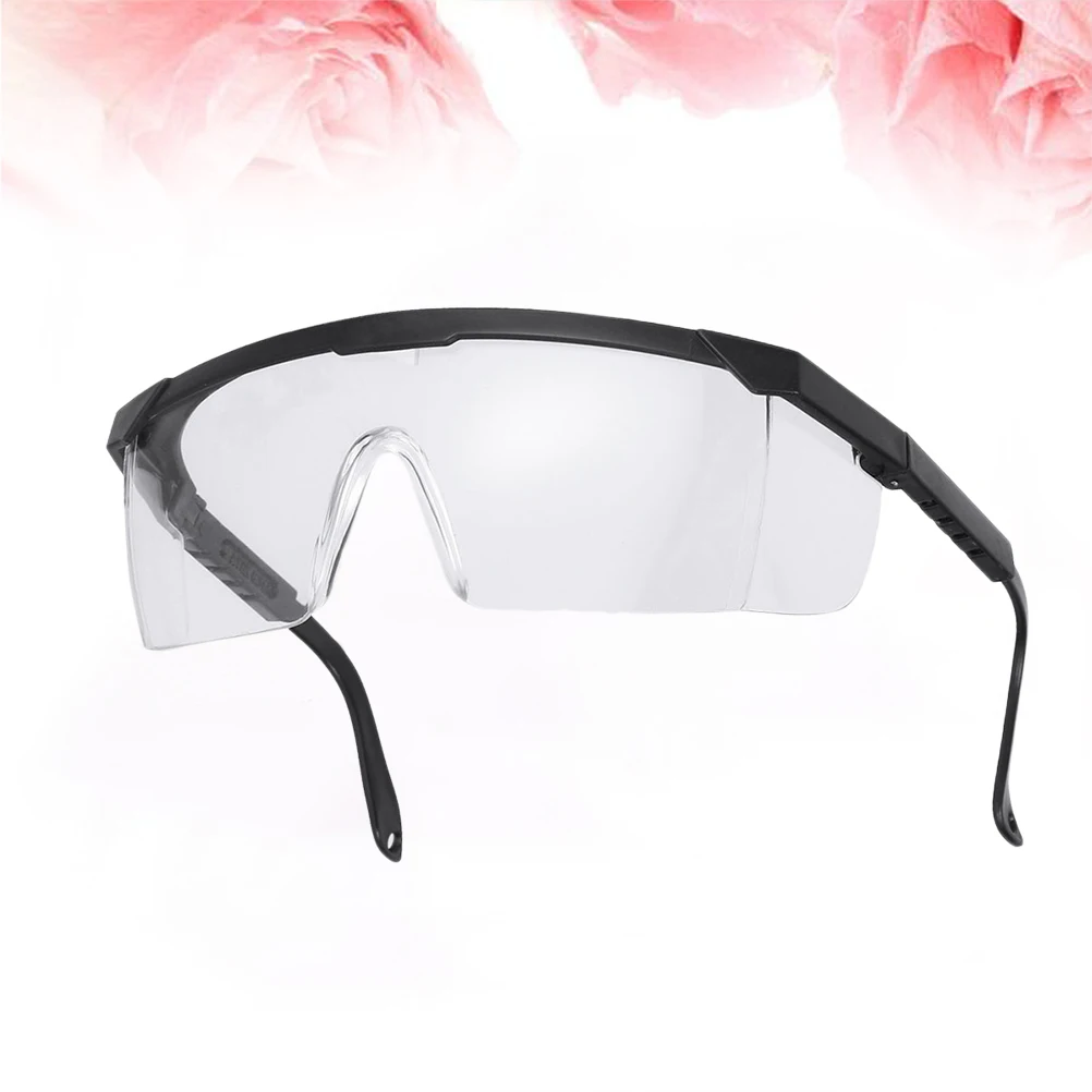 10PCS Disposable Safety Goggles Droplet Proof Safety Glasses Dust Wind Proof Protective Glasses for Riding Cycling (Black Frame