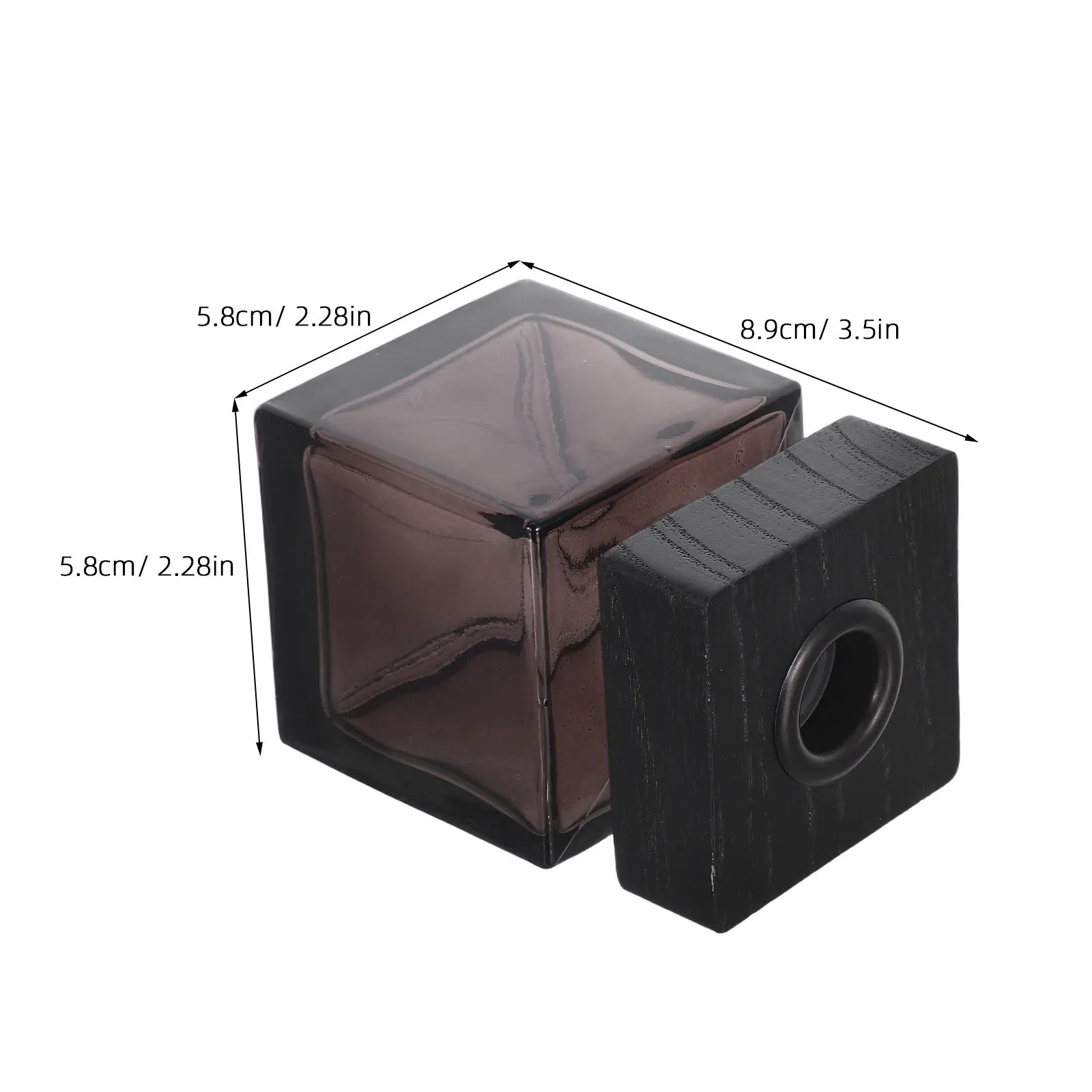 2Pcs 100Ml Clear Square Glass Diffuser Bottles with Wooden Lid Refillable Essential Oil Diffuser Bottle for Bedroom Living Room