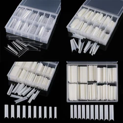 200/240pcs XXL Square Press On False Nail Tips C Curved Straight Acrylic Extra Long Clear Natural Fake Nails Tips Salon Tool