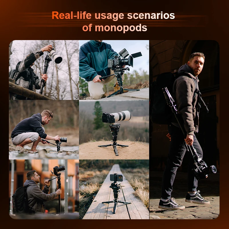 COMAN M1 Series One Click Lifting Monopod Carbon Fiber Travel Tripod With Quick Release Plate for DSLR Camera Holder Stand