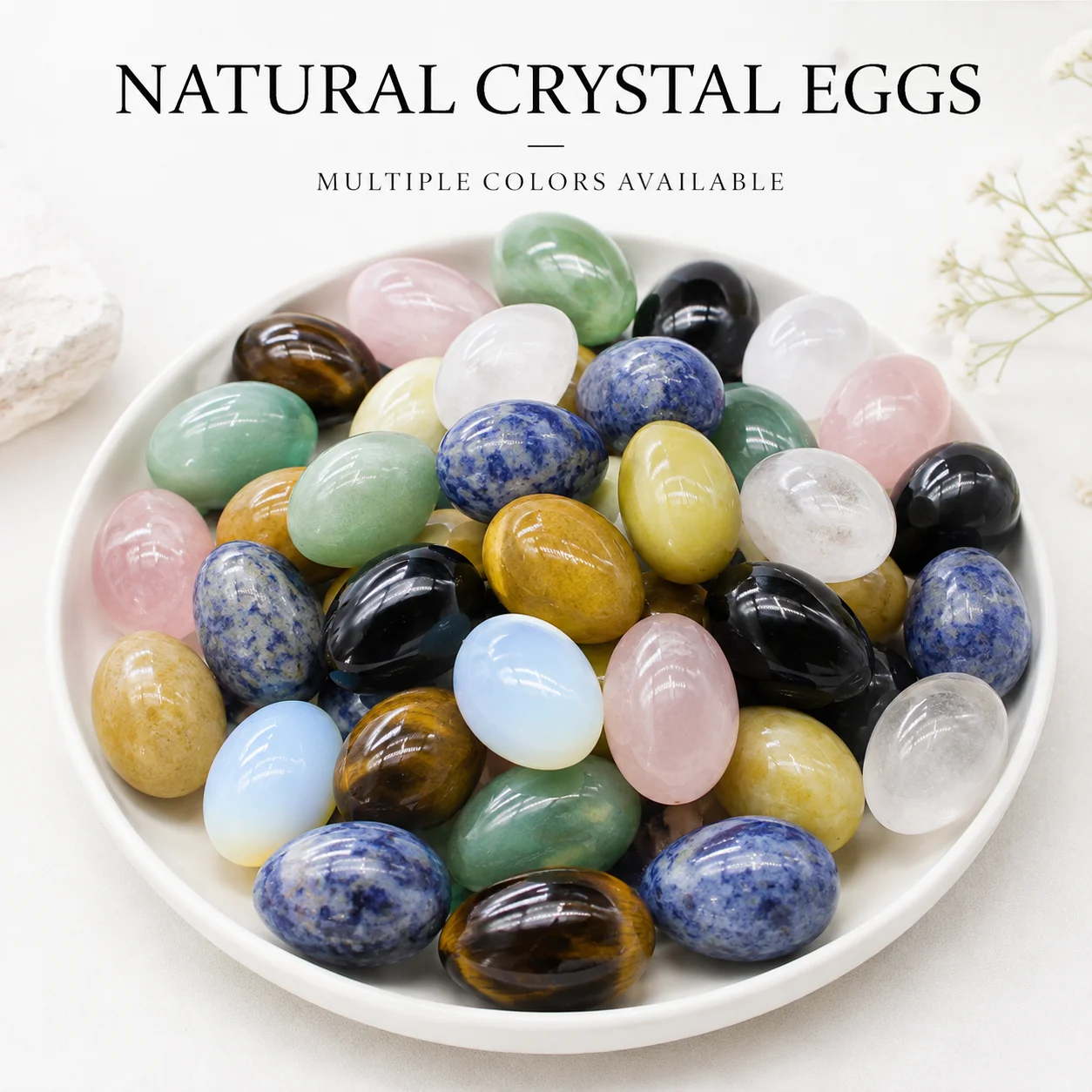 3/5/10pcs Natural Crystal Egg Stone Polished Gemstone Decor Multiple Colors Healing Crystal Collection Home Decoration Gift