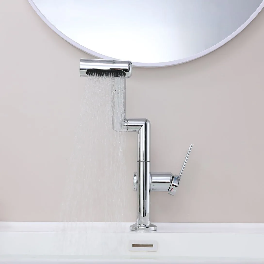 

Single Handle Basin Sink Faucet Deck Mounted 2 Function Vanity Sink Faucet One Hole Bathroom Hot and Cold Mixer Tap Chrome