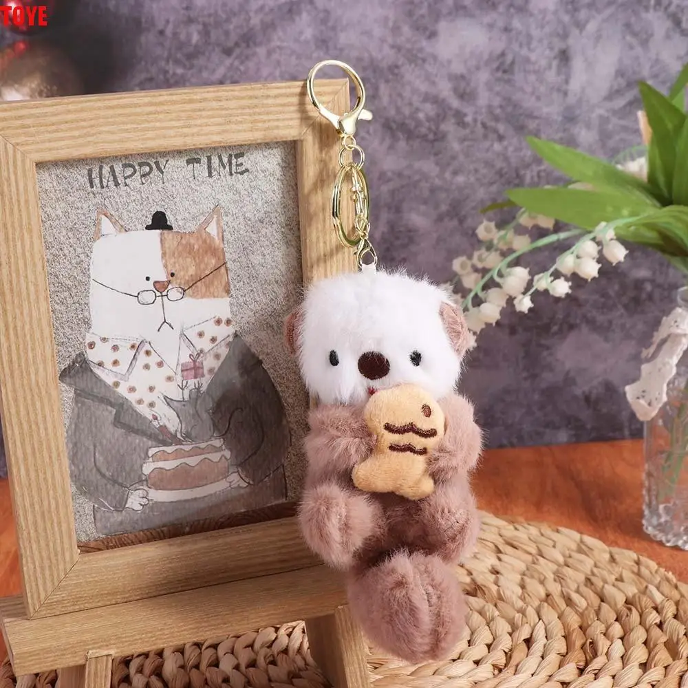 

Animals Doll Cartoon Otter Keychain Keys Accessories Soft Stuffed Plush Otter Bag Pendant Holding Fish Shape Bag Hanging