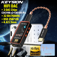 KEYSION Dual CS43198 DAC Audio HiFi Decoder 768KHz DSD256 USB Type-C to 3.5/4.4 Adjust EQ Headphone Amplifier for iOS Android