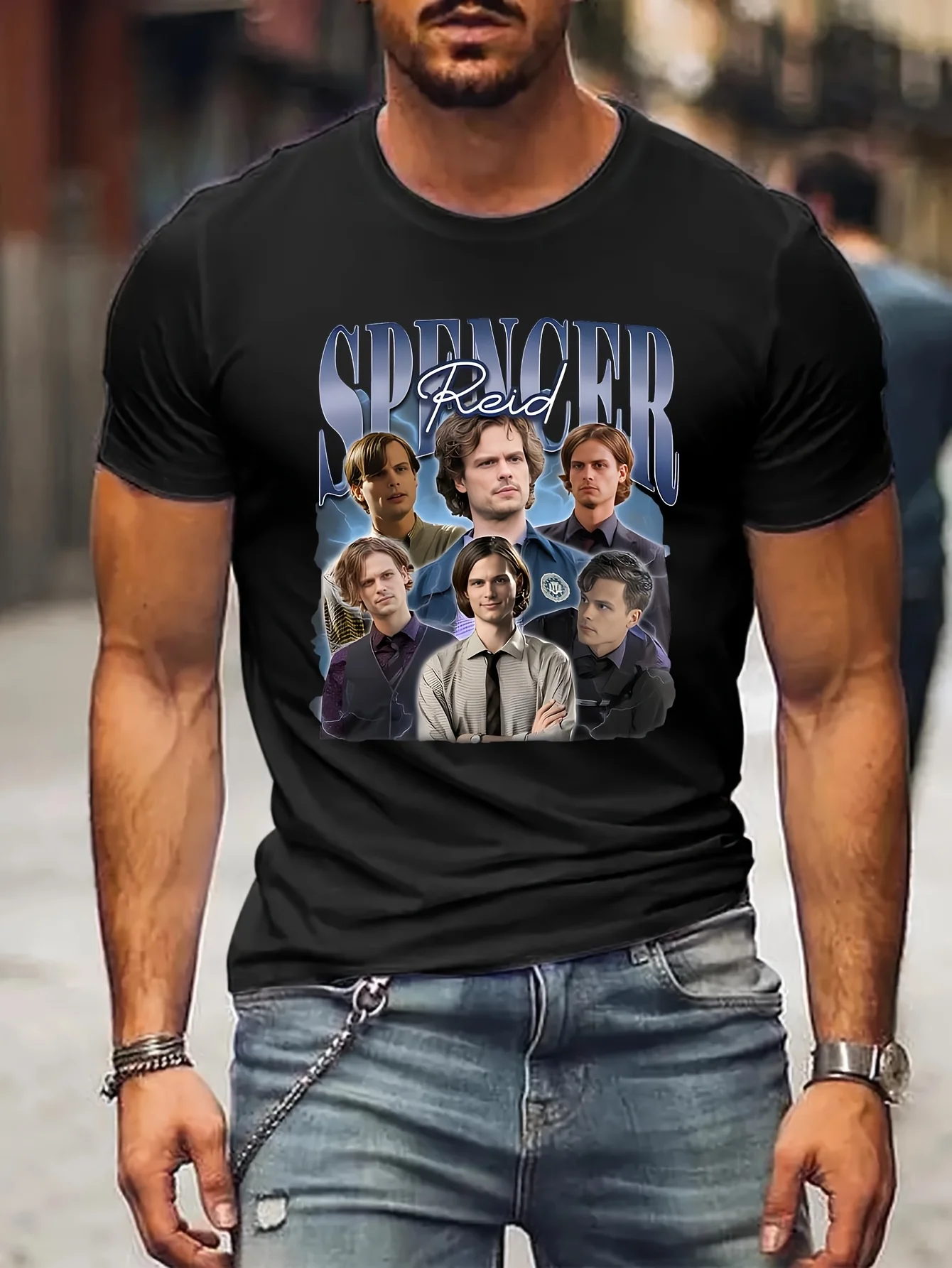 SPENCER REID-Matthew Gray Gubler Summer Boyfriend Gift Shirts For Men Anime Men T shirt Printed T-Shirt B5024486