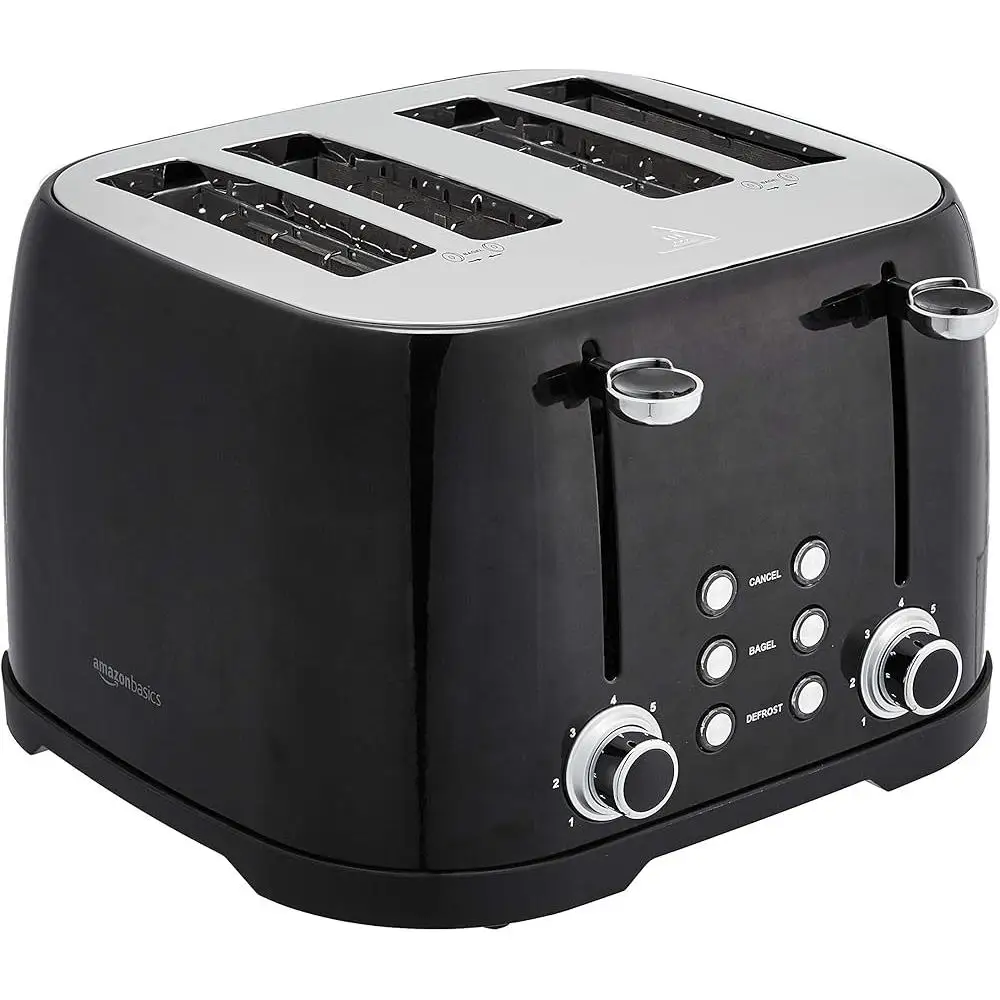 4 شرائح محمصة 6 إعدادات للبراوننج فتحات واسعة جدًا الخبز تذويب إلغاء سريع صينية الفتات القابلة للإزالة سهلة التنظيف من الفولاذ المقاوم للصدأ