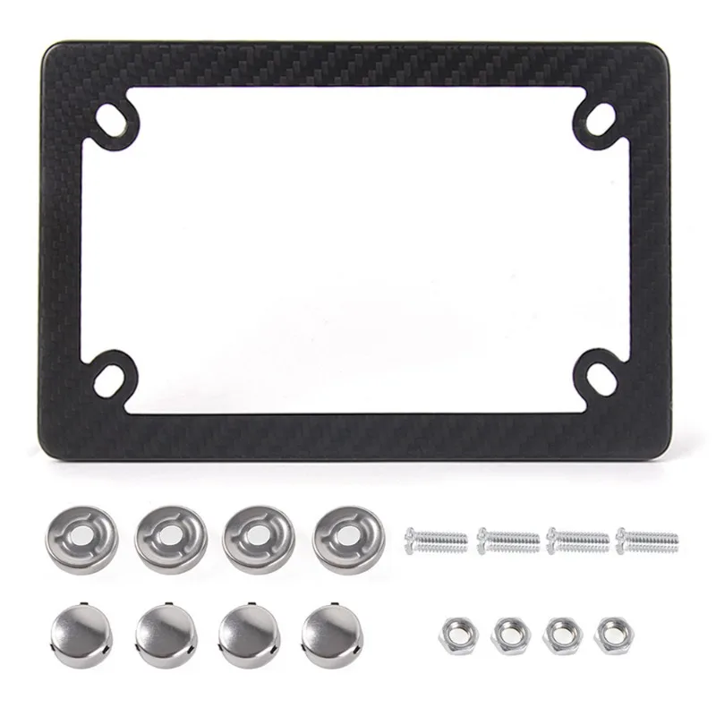 Suitable for US standard 4-hole motorcycle license plate frame, matte dry carbon, US standard license plate holder