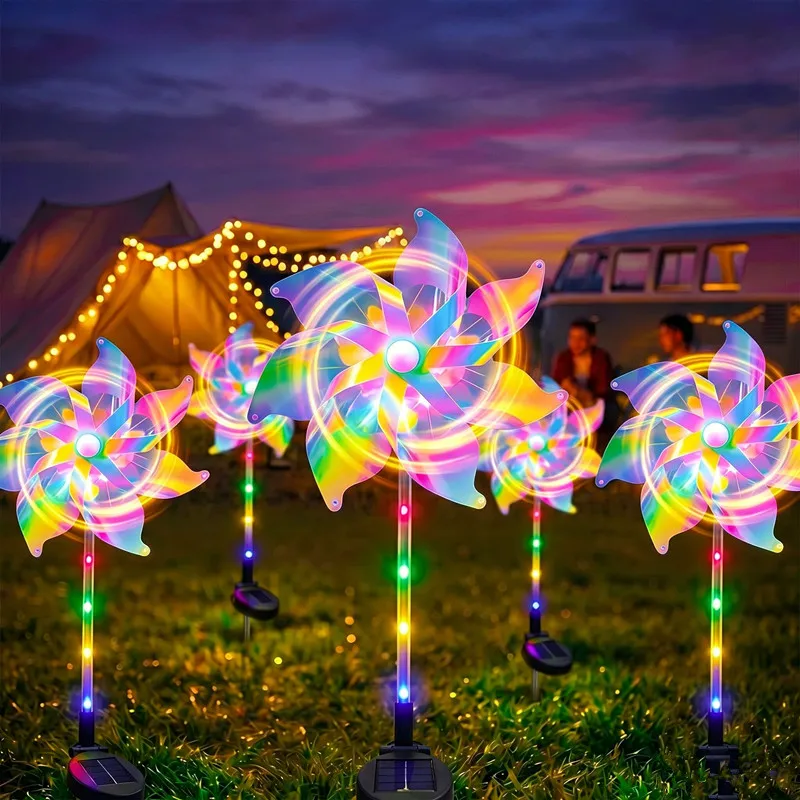 

Solar Windmill Garden Stake Lights, Colorful LED Pinwheel Solar Lights, Outdoor Decor for Patio Yard Lawn Pathway Decor