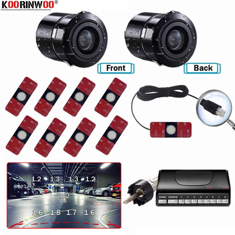 

Koorinwoo плоская интеллектуальная система для автомобилей Parktronic 4/6/8 динамическая траектория камера датчики парковки передние камеры автомобильный Стайлинг