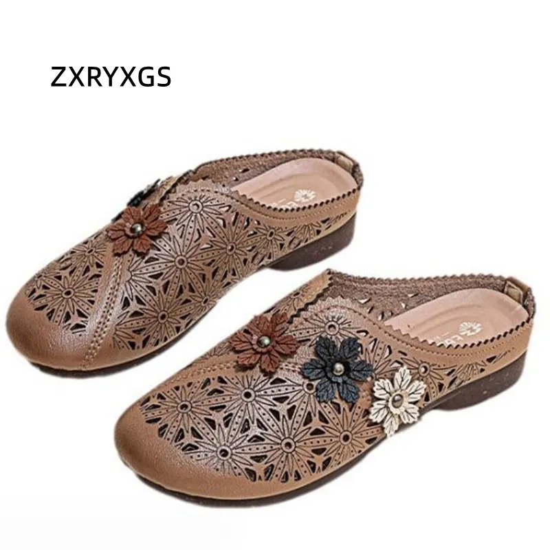 ZXRYXGS-Zapatillas de piel de microfibra para mujer, calzado de punta redonda, cómodo, suave, plano, Premium, 2024